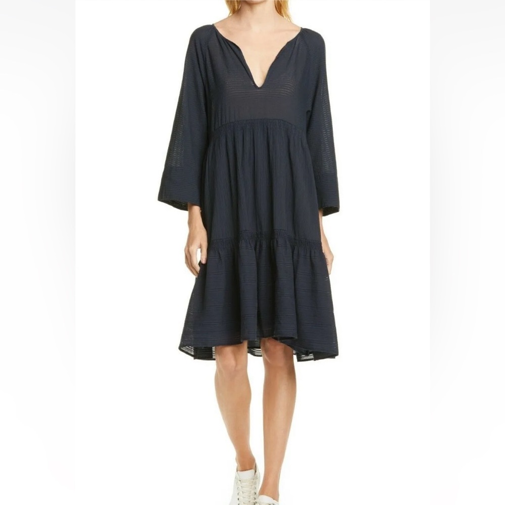 James Perse Tunic Shirt Dress Collage Stripe Dark Navy SZ 4 / XL NWT